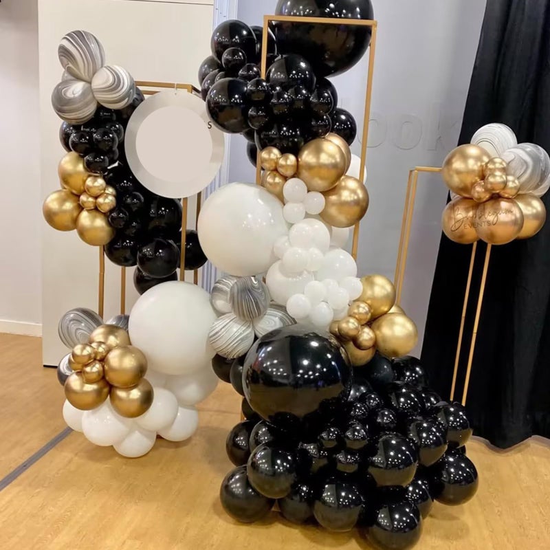 YMSZ Black White Gold Balloons Set, 67 Pcs 12 Inch Black Gold Confetti Party Balloons for Birthday, New Year, Graduation Party Decorations - Image 4
